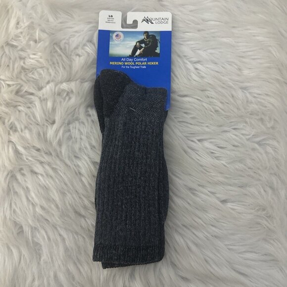 Mountain Lodge Merino Wool Blend 71% Outdoor hiking socks gray 9-12 - Picture 1 of 8